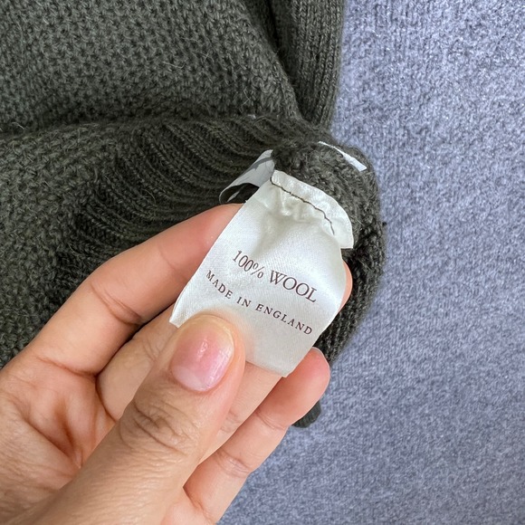 Peregrine Mens Quarter Zip Mock Neck Sweater Olive Green Knit Pullover Top Small - Picture 8 of 9